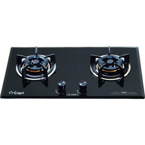 BẾP GAS ÂM KÍNH 2 LÒ CAPRI CR-208KT BLACK