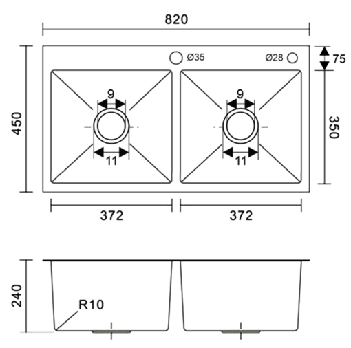 CHẬU RỬA BÁT CAO CẤP SEVILLA SV-8245C
