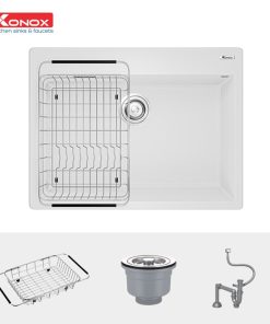 Chậu rửa bát KONOX Granite Sink Ruvita 680 white silver