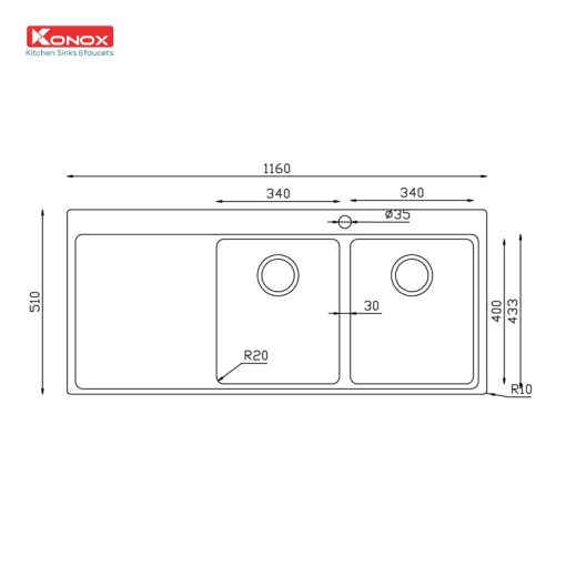 Chậu rửa bát KONOX Miro 1160