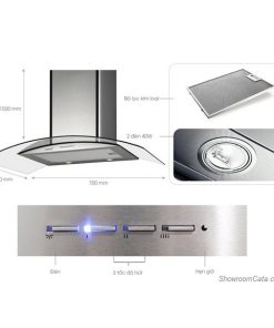 Máy hút mùi áp tường Cata C-700 GLASS/C - 11 Máy hút mùi áp tường Cata C-700 GLASS/C