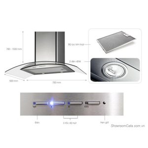 Máy hút mùi áp tường Cata C-700 GLASS/C