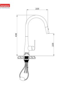 VÒI RỬA BÁT KONOX CURVA GREY