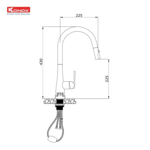 VÒI RỬA BÁT KONOX CURVA GREY