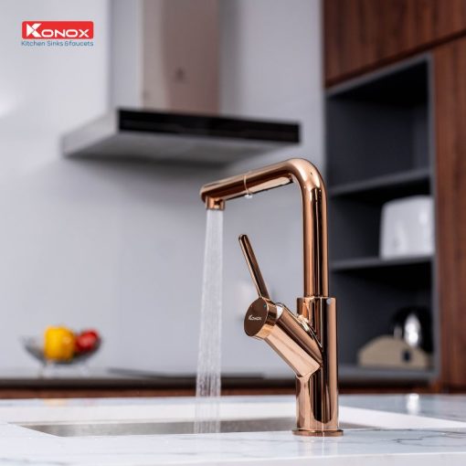 VÒI RỬA BÁT RÚT DÂY KONOX ARTAN ROSE GOLD