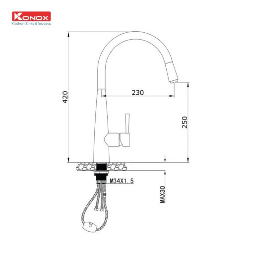 VÒI RỬA BÁT RÚT DÂY KONOX KN1901C