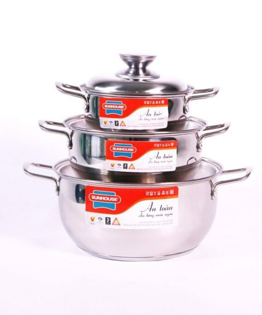 Bộ nồi inox 3 đáy SUNHOUSE SH335 - 1