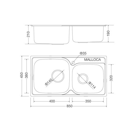 CHẬU RỬA CHÉN MALLOCA MS-1011 NEW