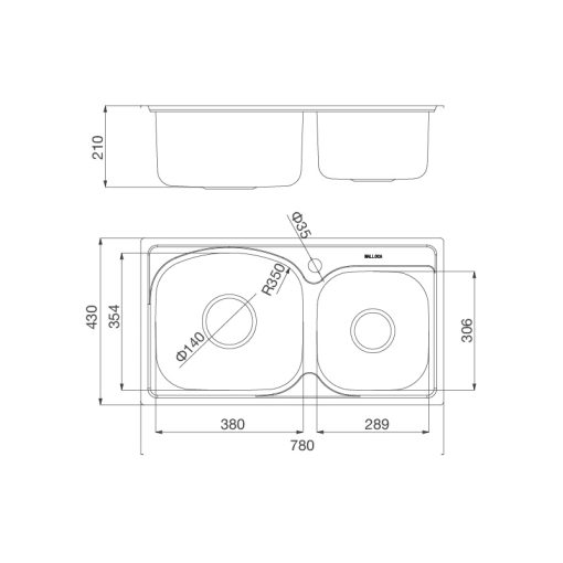 CHẬU RỬA CHÉN MALLOCA MS-1011P