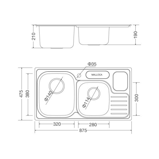 CHẬU RỬA CHÉN MALLOCA MS-1024