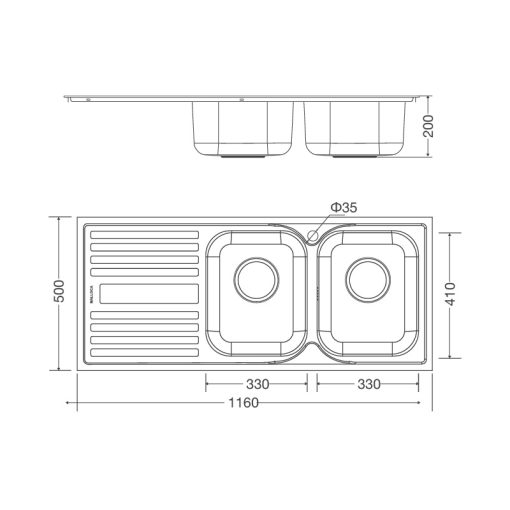 CHẬU RỬA CHÉN MALLOCA MS-1025L NEW