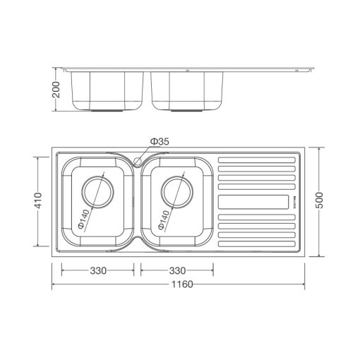 CHẬU RỬA CHÉN MALLOCA MS-1025R NEW