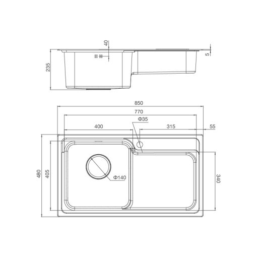 CHẬU RỬA CHÉN MALLOCA MS-1028 N