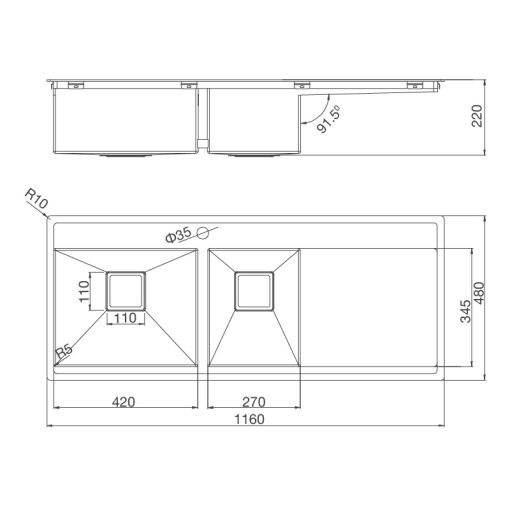 CHẬU RỬA CHÉN MALLOCA MS-6306T