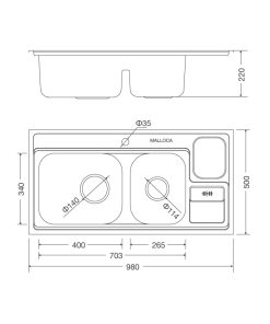 Chậu rửa chén Malloca MS-8809 N - 3 CHẬU RỬA CHÉN MALLOCA MS-8809 N