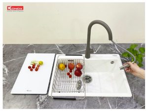 Chậu rửa bát KONOX Granite Sink Ruvita 680 white silver