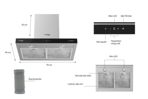 MÁY HÚT MÙI CAO CẤP CHỮ T SUNHOUSE MAMA MMB6817 70