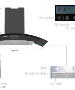 MÁY HÚT MÙI KÍNH CONG CAO CẤP SUNHOUSE APEX APB6681 90C