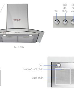 MÁY HÚT MÙI KÍNH CONG CAO CẤP SUNHOUSE SHB6629 70C - 5 MÁY HÚT MÙI KÍNH CONG CAO CẤP SUNHOUSE SHB6629 70C