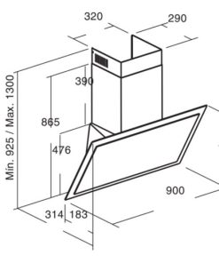 Máy hút mùi áp tường Cata Dalia BK/C