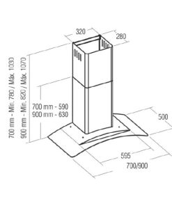 Máy hút mùi áp tường Cata KYROS TC3V 700 - 6 Máy hút mùi áp tường Cata KYROS TC3V 700