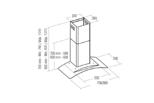 Máy hút mùi áp tường Cata KYROS TC3V 700