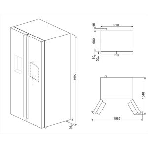 TỦ LẠNH SIDE BY SIDE ĐỘC LẬP THÉP KHÔNG GỈ SMEG SBS662X 535 14 999