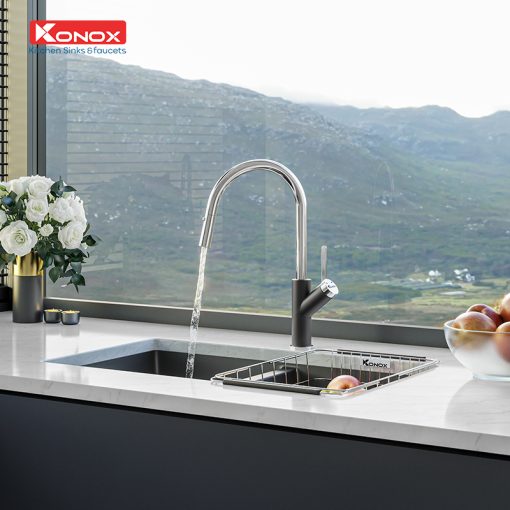 VÒI RỬA BÁT RÚT DÂY KONOX PONTE BLACK