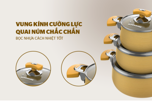Bộ nồi Anod SUNHOUSE SHG2703GA - 5
