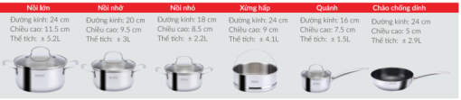 Bộ nồi inox Eurosun MC1608-Passion