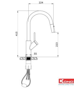 VÒI RỬA BÁT RÚT DÂY KONOX PONTE BLACK - 7 VÒI RỬA BÁT RÚT DÂY KONOX PONTE BLACK