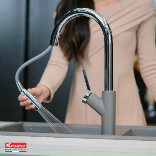 VÒI RỬA BÁT RÚT DÂY KONOX PONTE GREY