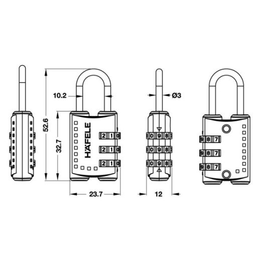 Khóa Số Hafele 20301 482.09.003 - 5