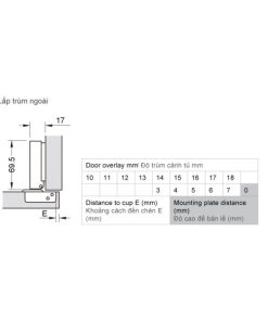 Bản Lề Metalla Sm 110 Độ, Giảm Chấn, Inox 304, Trọn Bộ Diy 483.01.720 - 21