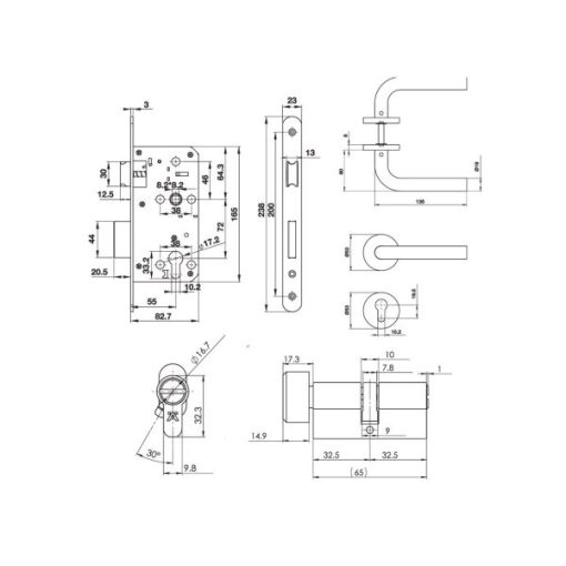 Bộ Tay Nắm Nắp Chụp Tròn Kiểu G1 Hafele 499.62.505 - 7