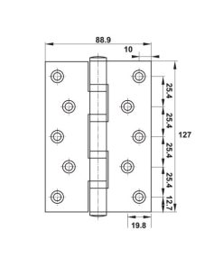 Bản lề lá inox 127x89x3 mm 2 vòng bi 489.05.023 - 15