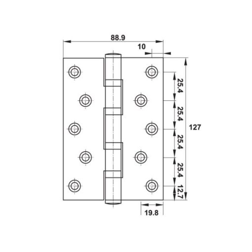 Bản lề lá inox 127x89x3 mm 2 vòng bi 489.05.023 - 7