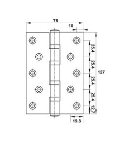 Bản lề lá inox 127x76x3 mm, 4 vòng bi 489.05.027 - 11