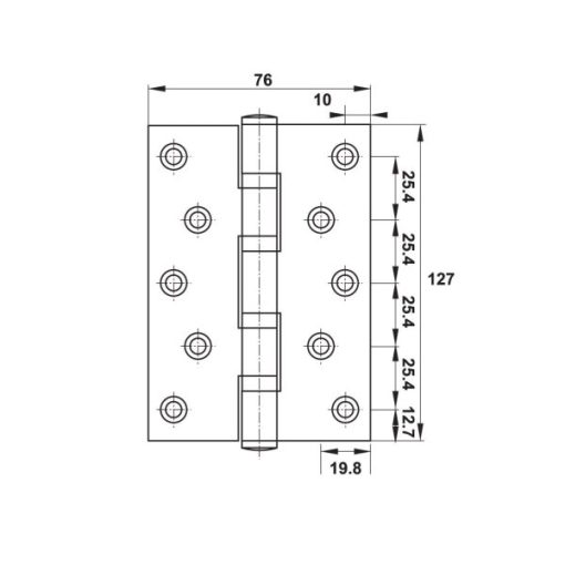 Bản lề lá inox 127x76x3 mm, 4 vòng bi 489.05.027 - 5