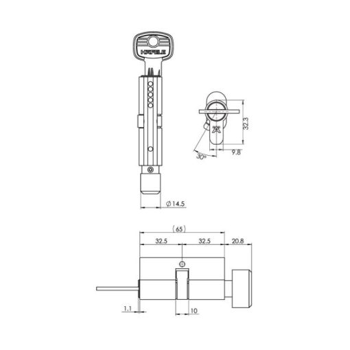 Ruột Khóa Cửa Đi 65Mm Hafele 489.56.250 - 5