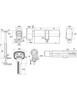 Ruột Khóa Cửa Phòng Hafele 489.56.003 - 14 Ruột Khóa Cửa Phòng Hafele 489.56.003 - 13