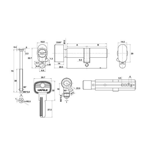 Ruột Khóa Cửa Phòng Hafele 489.56.003 - 5