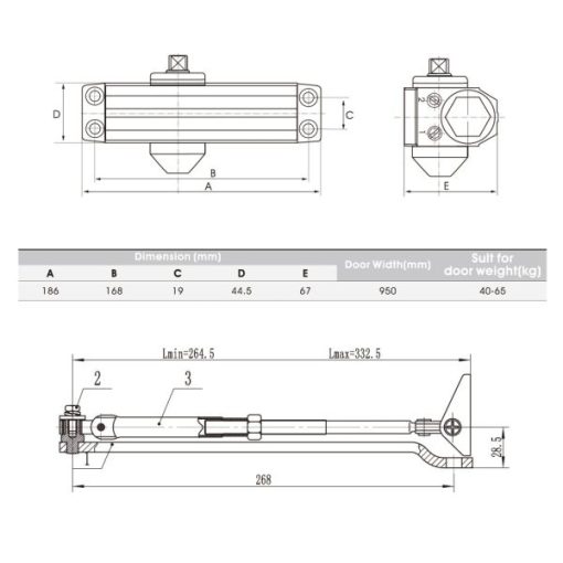 Thiết Bị Đóng Cửa Tự Động Hafele En3 489.30.010 - 9