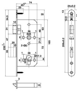 Thân Khóa Cc 72/45Mm Hafele 489.10.561 - 11