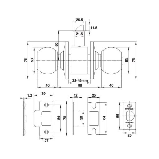 Bộ Khóa Tròn Có Chìa Chủ Hafele 489.93.252 - 5
