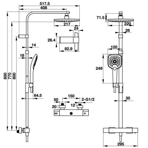 Thanh Sen Kết Hợp Có Bộ Trộn Điều Nhiệt Hafele Intensity 495.60.102 - 5