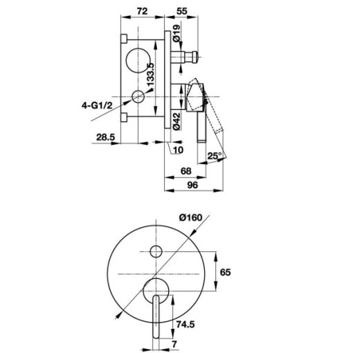 Bộ Trộn Sen Tắm Âm 2 Đường Nước Hafele Roots 495.61.147 - 5