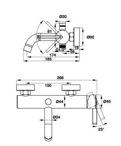 Bộ Trộn Bồn Tắm Lắp Nổi Hafele Roots 495.61.145 - 6 Bộ Trộn Bồn Tắm Lắp Nổi Hafele Roots 495.61.145 - 5