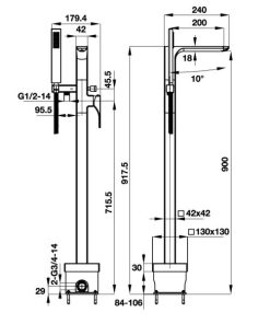 Bộ Trộn Bồn Tắm Đặt Sàn Hafele Regal 495.61.128 - 9