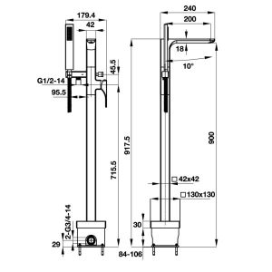 Bộ Trộn Bồn Tắm Đặt Sàn Hafele Regal 495.61.128 - 9